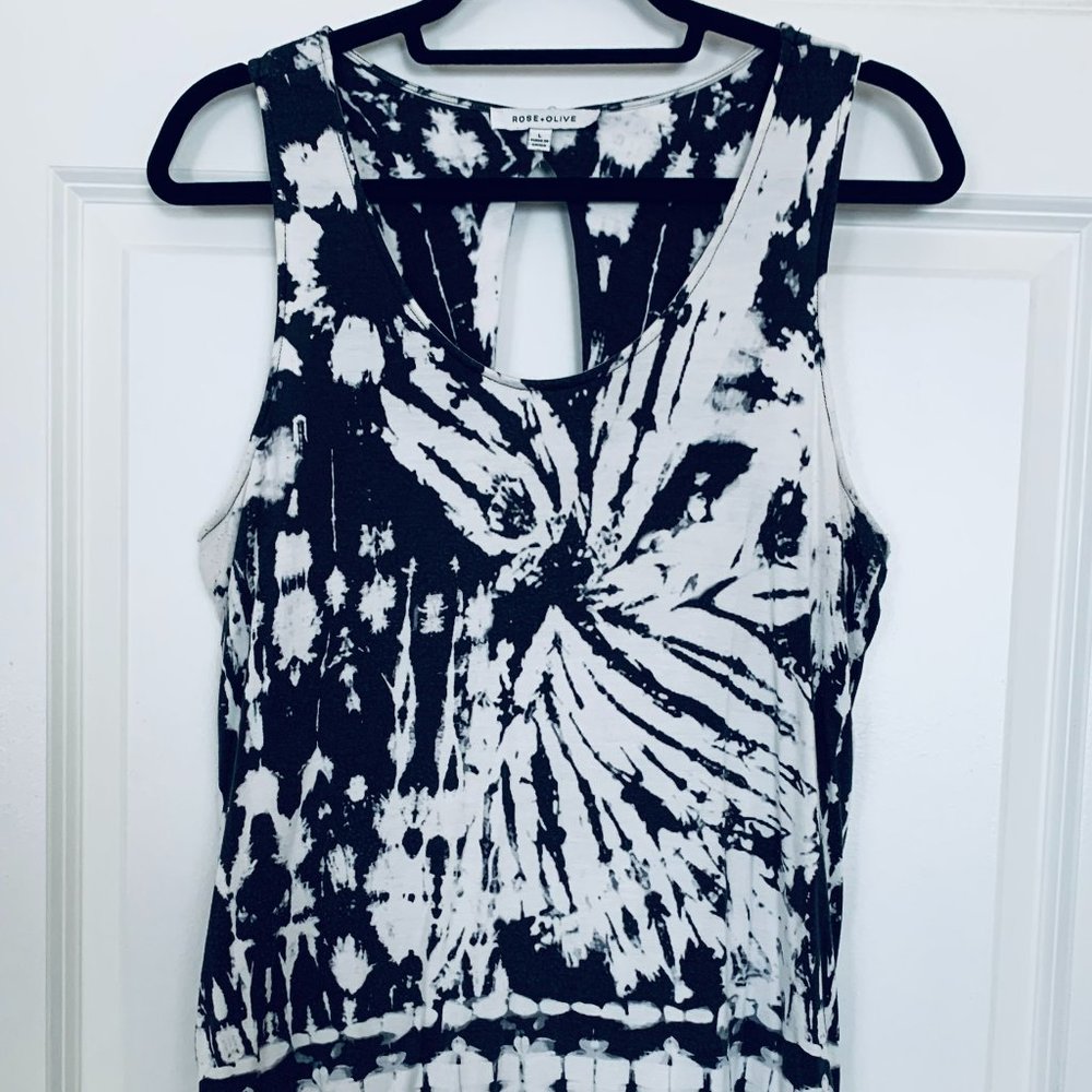 Rose + Olive Long Line Open Back Tank